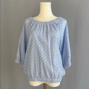 Evereve Light Blue Eyelet Blouse